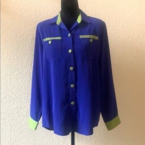 Regal vintage blouse. Purple/lime green si…